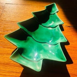 Vintage 1974 Handmade Ceramic Christmas Tree Dish